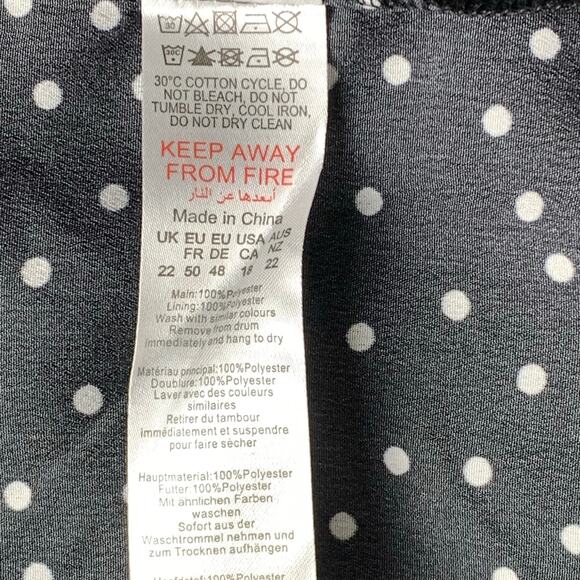 Pretty Little Thing Black Polka Dot Puff Sleeve Midi Dress 18 NWT - Picture 8 of 10